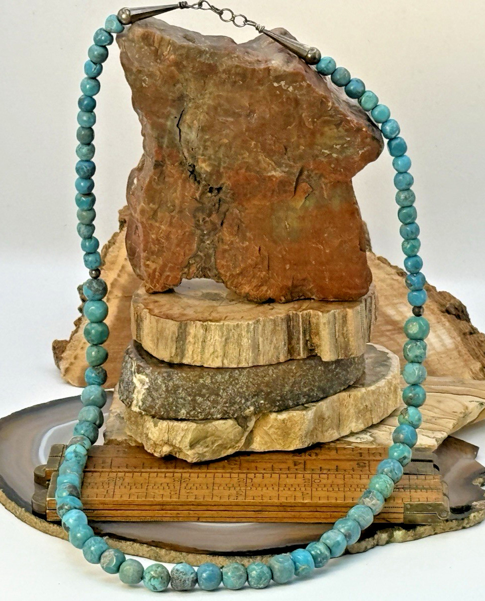 Vintage Native Sterling Silver Turquoise Beaded 26\
