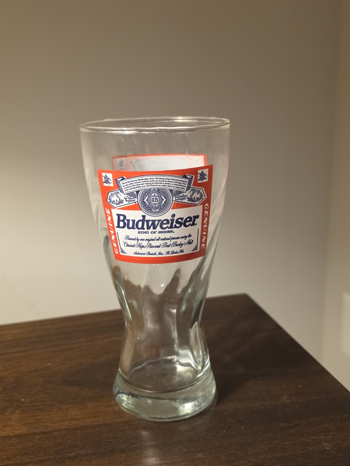 VINTAGE Budweiser King of Beers Glass Pilsner Beer Fluted Tumbler 12 fl oz