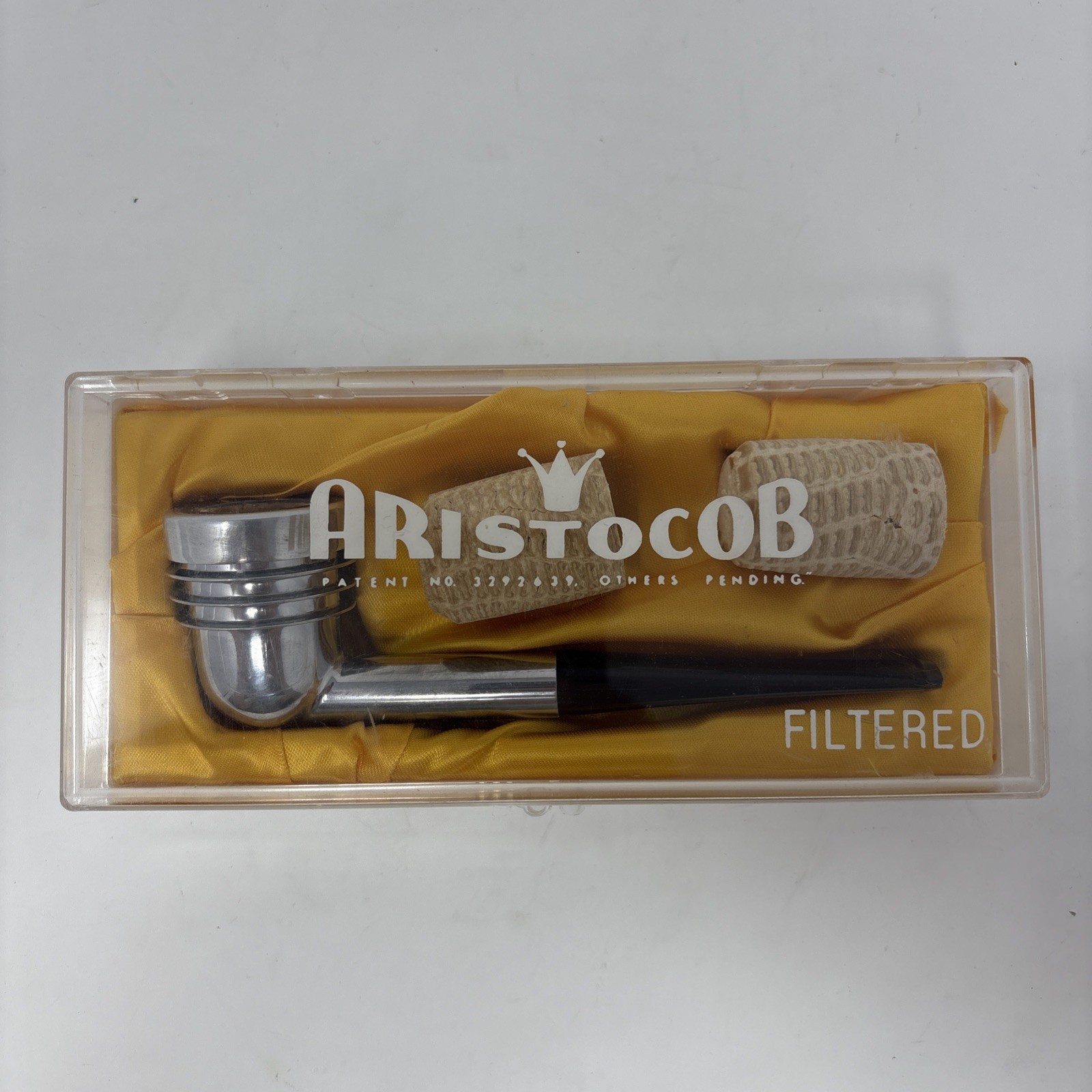 Vintage Aristocob Aluminum Pipe In Case With 2 Extra Cobs