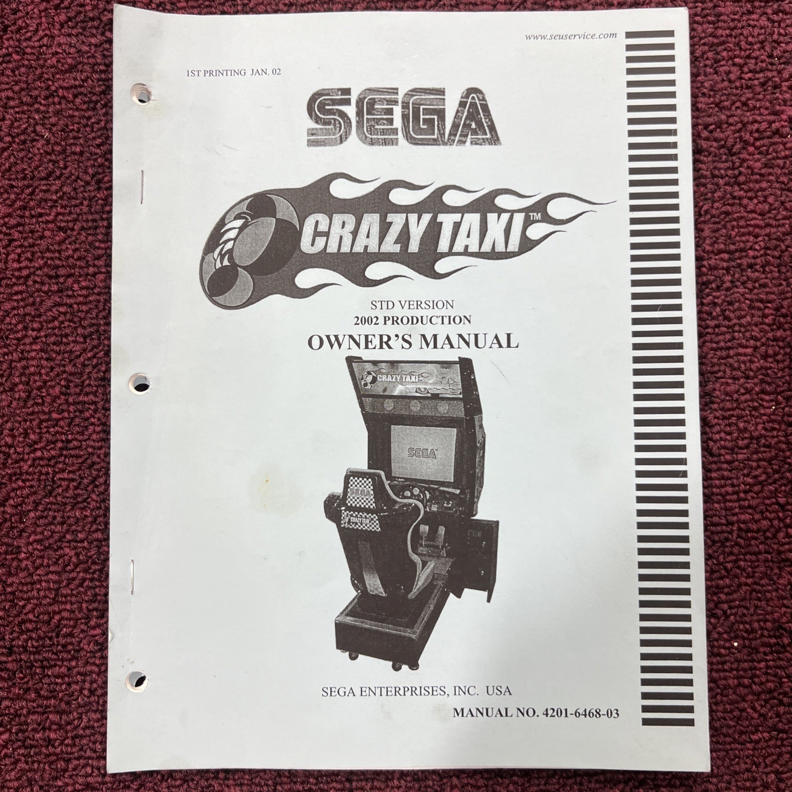 Sega Crazy Taxi US  Arcade Service Manual. First Printing. 2002