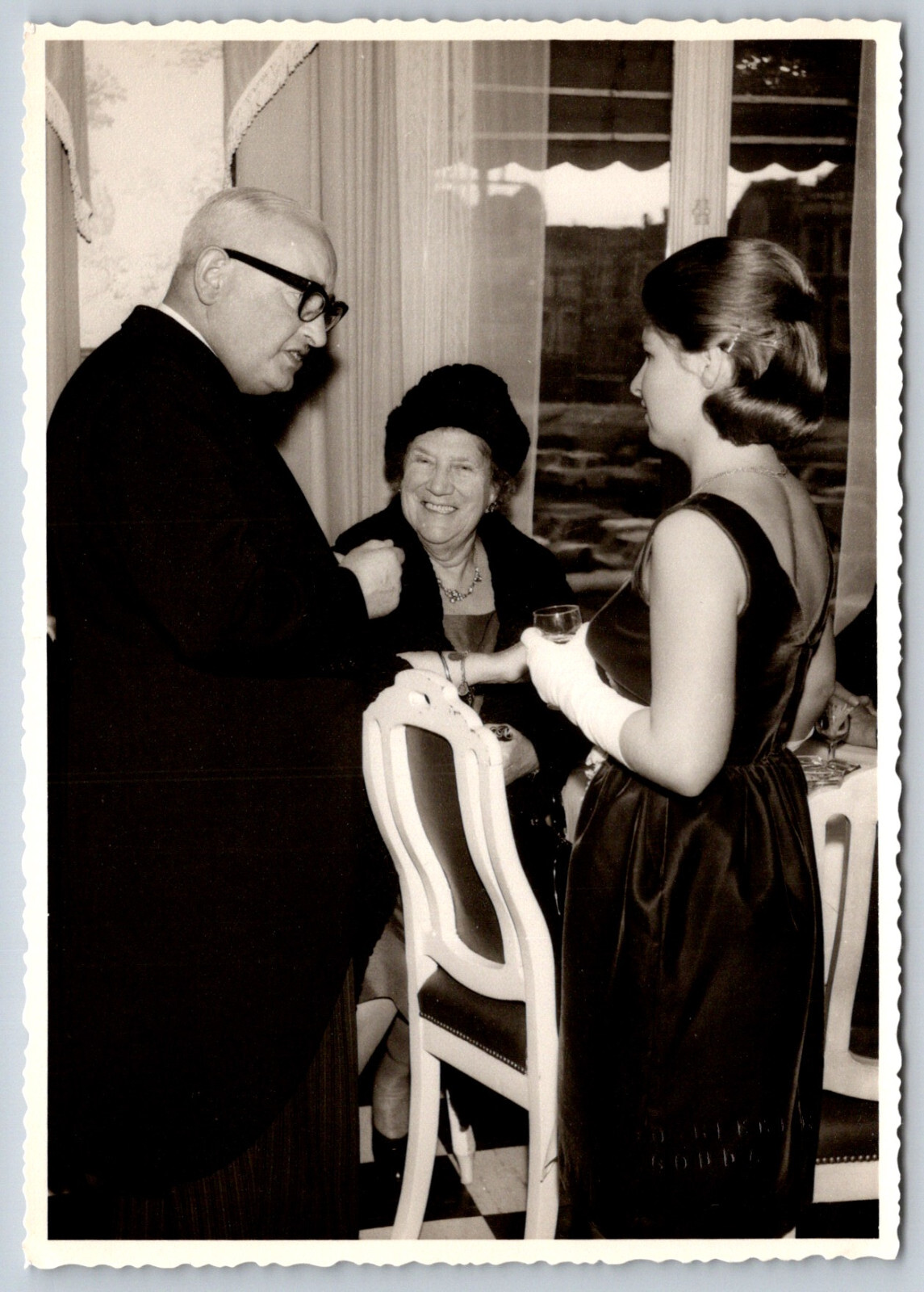 VTG Gevaert Photo Elegant Wedding Guest Party Scene Black White RPPC Postcard