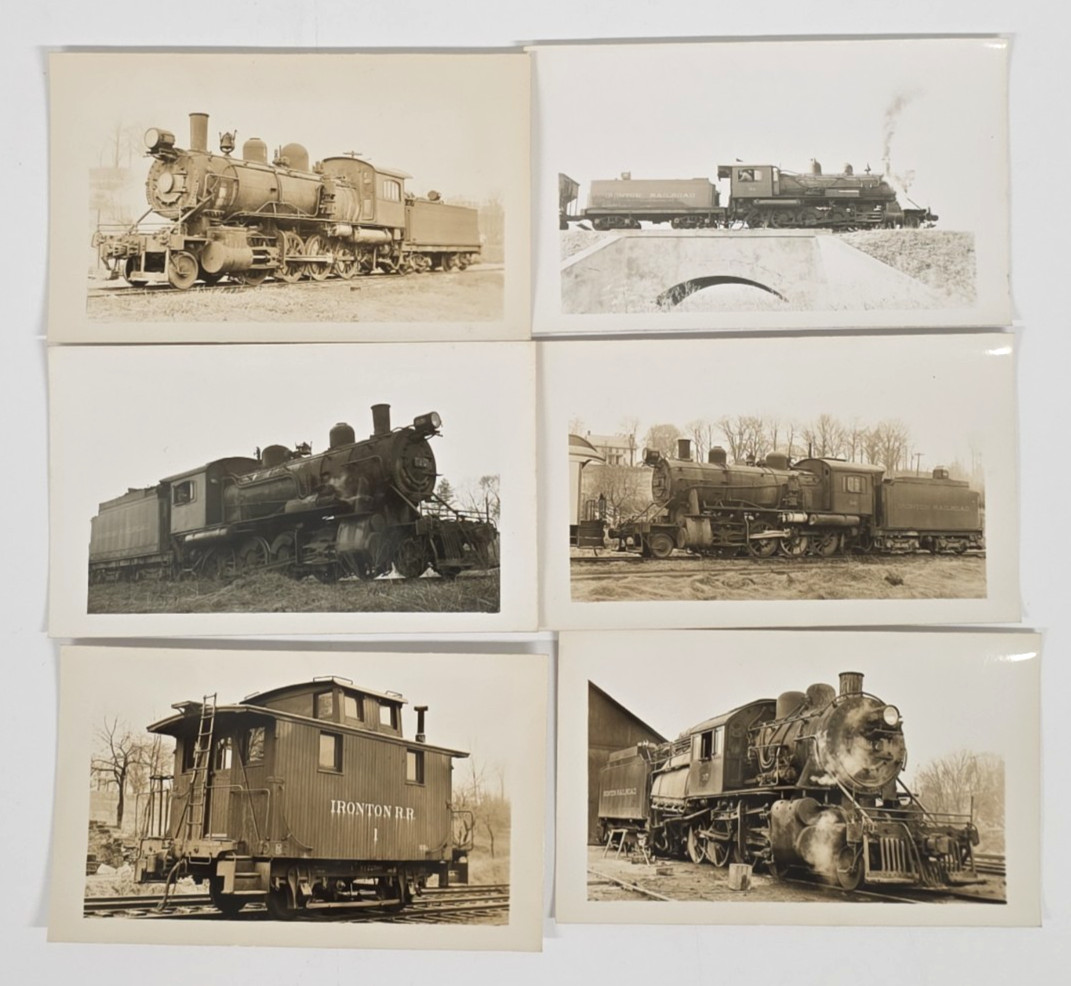 C. 1940s Ironton Railroad Steam Locomotive Caboose Snapshot Photo Lot Of 6