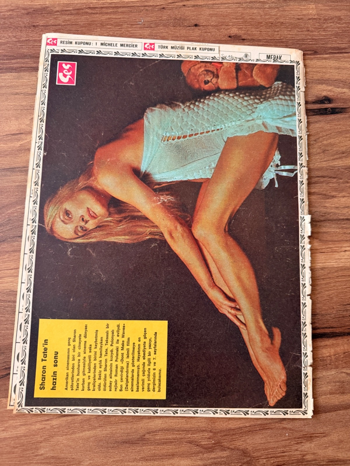 Ses Magazine Aug 23 1969 Sharon Tate Poster Roman Polanski Rare Turkey