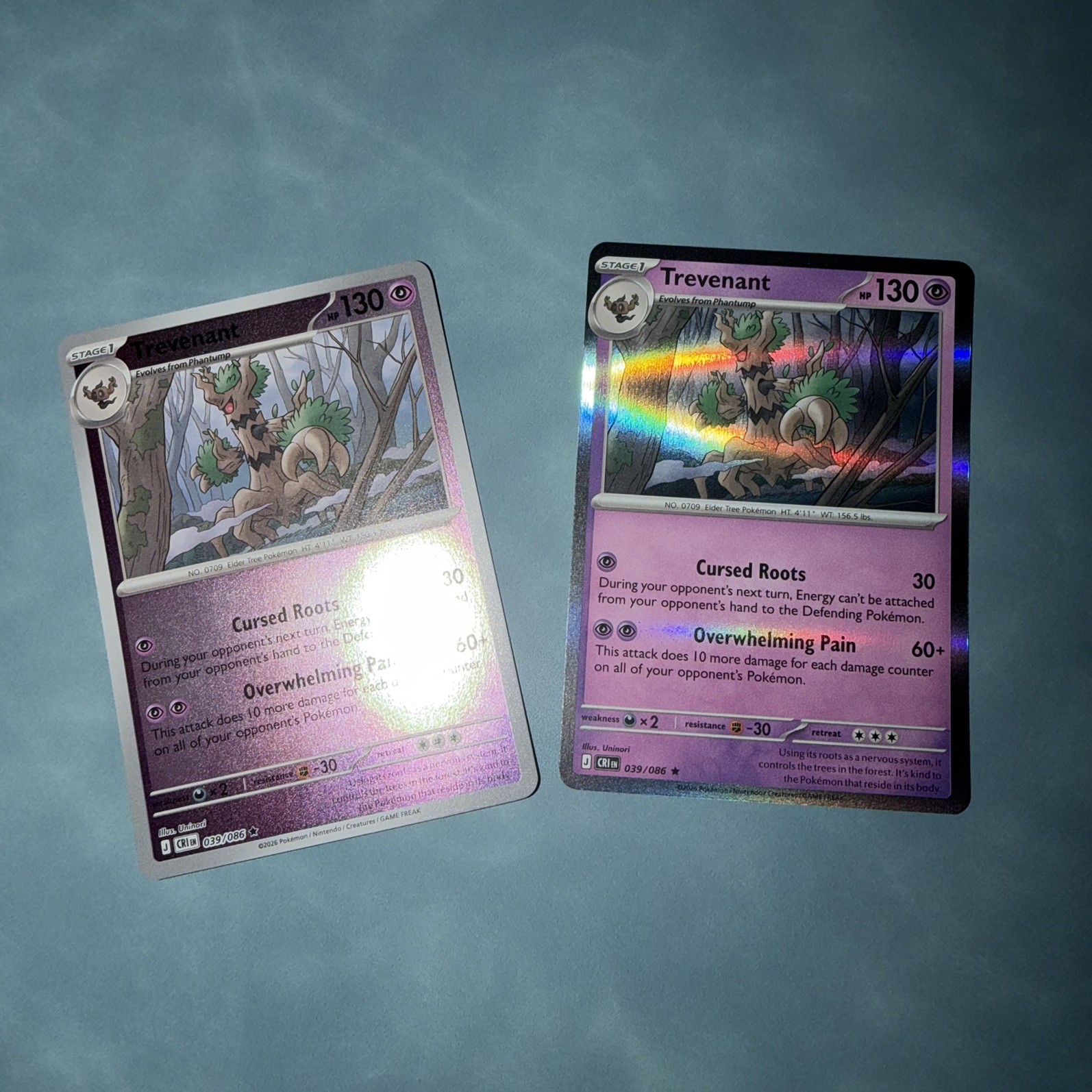 Reverse Holofoil and Holofoil Trevenant Pokémon Cards - Chaos Rising 039/086