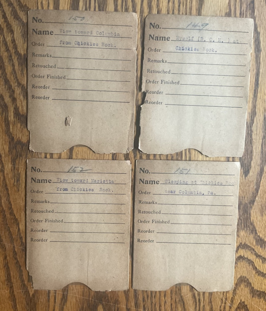 4 Antique Film Negatives Chickies Rock Columbia Marietta PA c1910s-20s
