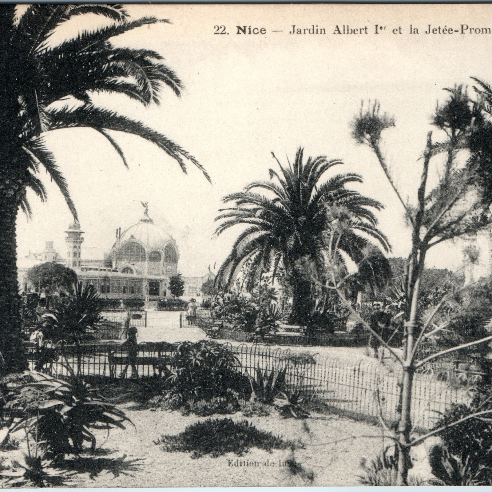 c1910s Nice France Jardin Albert Ier Jetee Promenade Postcard Casino Pier Photo