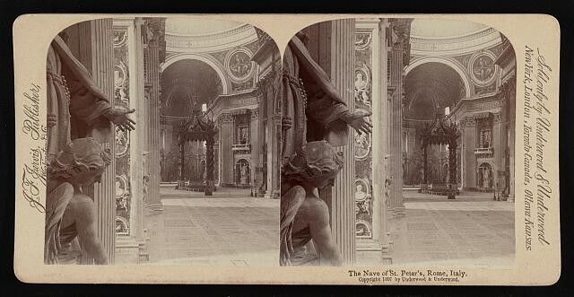 Rome Italy St. Peter\'s Basilica Nave 1897 Underwood & Underwood Stereograph