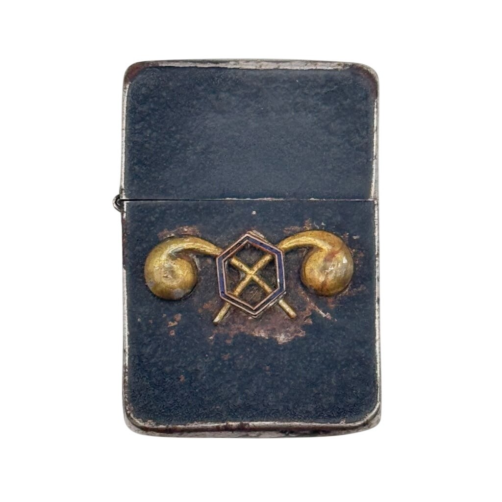 Zippo 1942 Model Black Crackle Army Chemical Corps Insignia Lighter Unrestored
