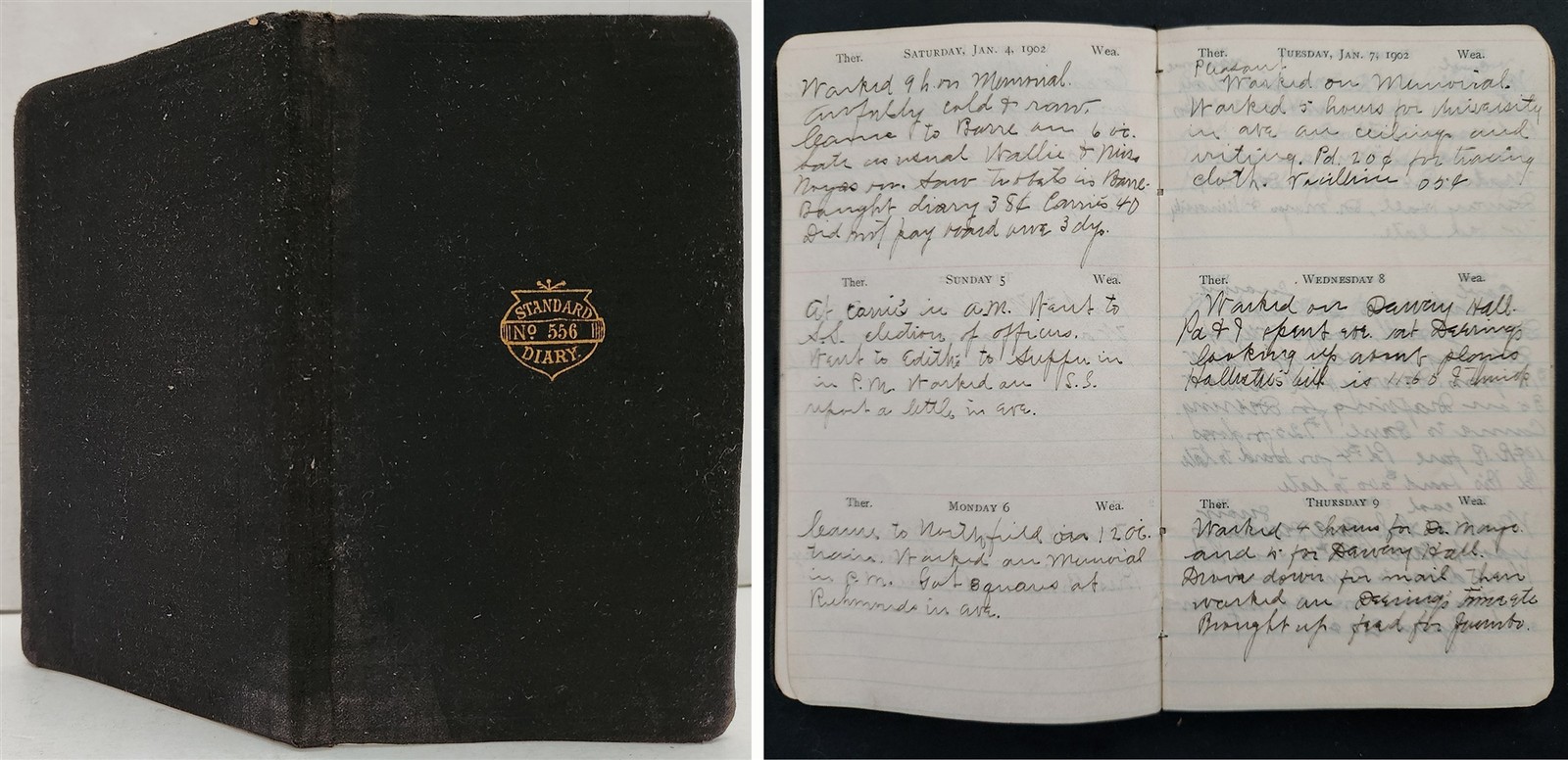 1902 antique POCKET DIARY south barre vt ADOLPH B LANE builder mason