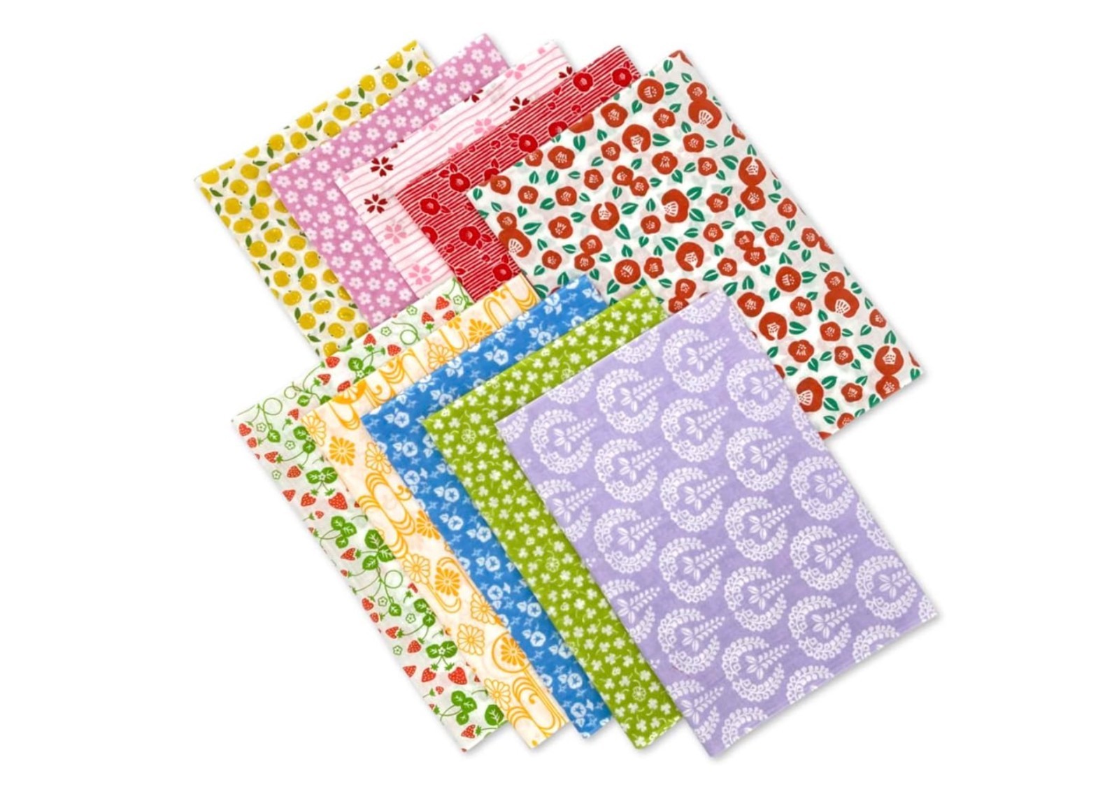 Set of 10 Japanese Tenugui Towels Cotton Cloth Fabrics Floral pattern