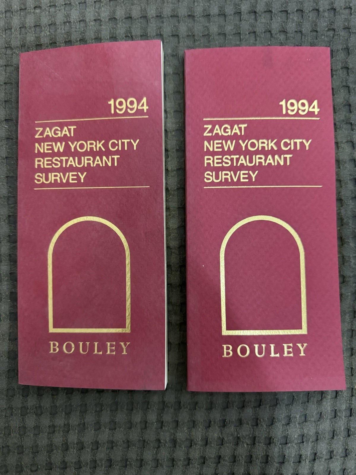 Lot of 2 Vintage 1994 Zagat New York City Restaurant Survey Bouley NYC