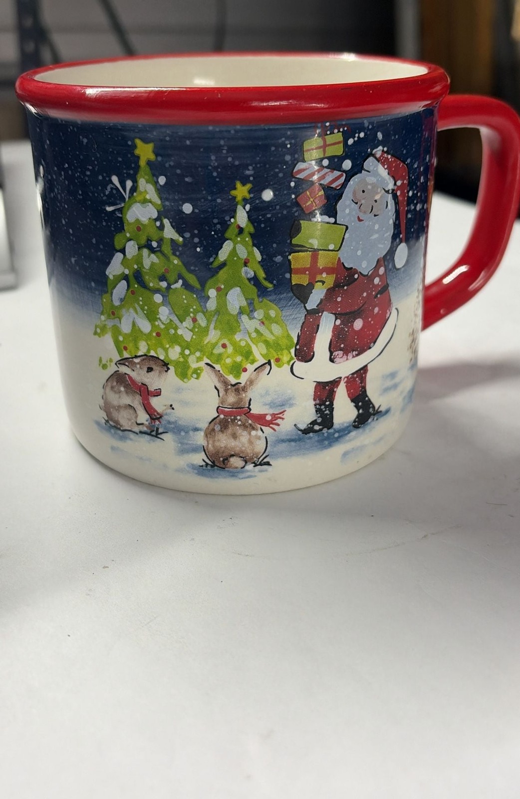 Publix Santa Claus Gifts Baby Bunnies Festive Christmas Mug 20oz