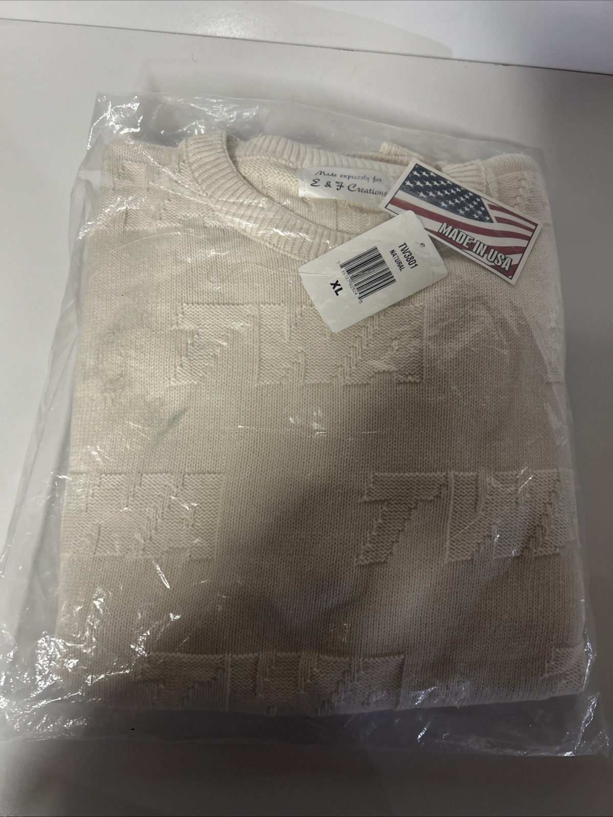 Vintage TWA XL Extremely RARE Natural Color Crewneck Sweater NIP NWT 