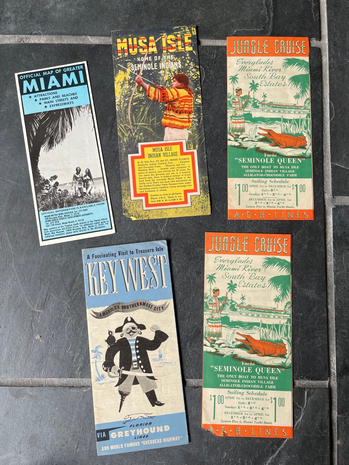 Lot Antique Florida Travel Tourism Brochures Miami Everglades Seminole Indian