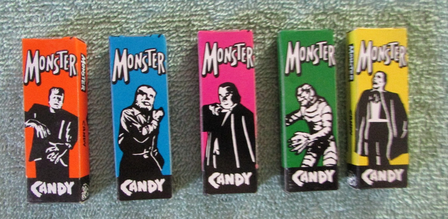 5 Vtg Universal Monsters Candy Boxes Unopened Lot Halloween Frankenstein Expired