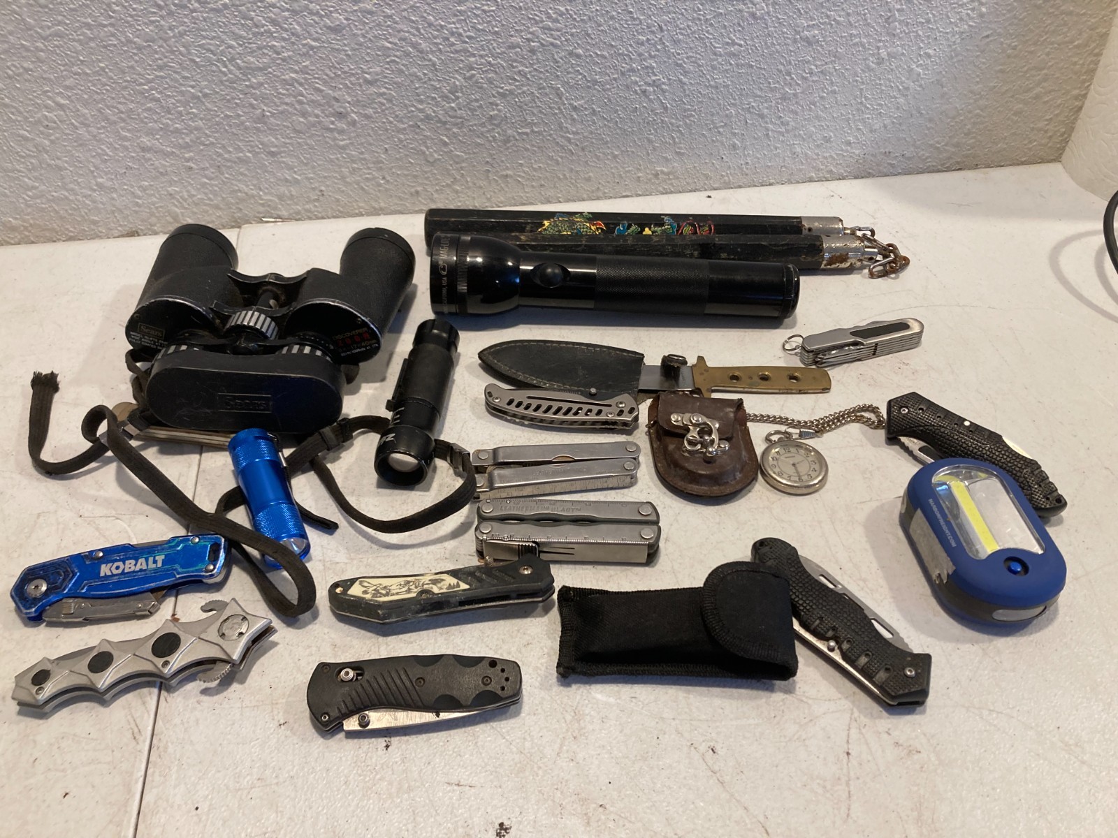 20pc Pocket Knife Multi Tool Binoculars Flashlight Watch Kobalt Mixed Tool Lot