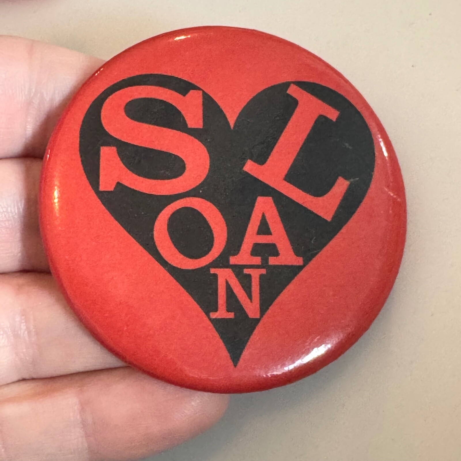 Vintage Sloan Heart Red Button Pinback Pin MIT ?
