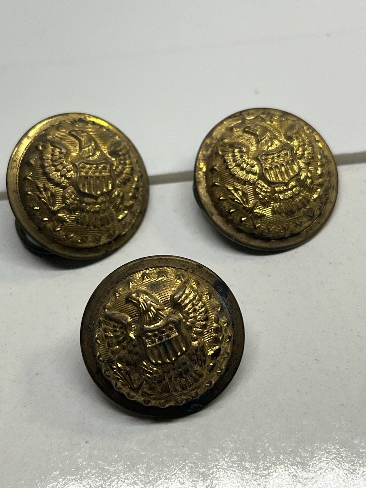 3 Vintage Goodwin 1875 Domed Metal Uniform Buttons US Army Military Antique USA