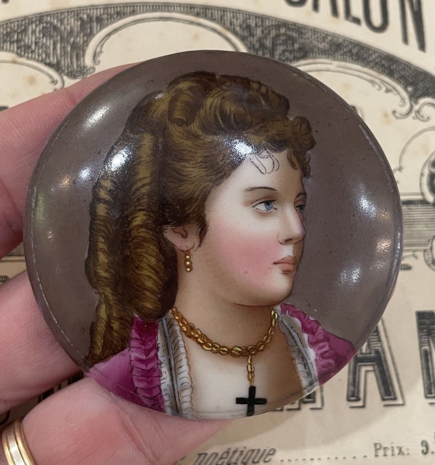 Rare Antique French Hand Painted Porcelain Woman c1920
