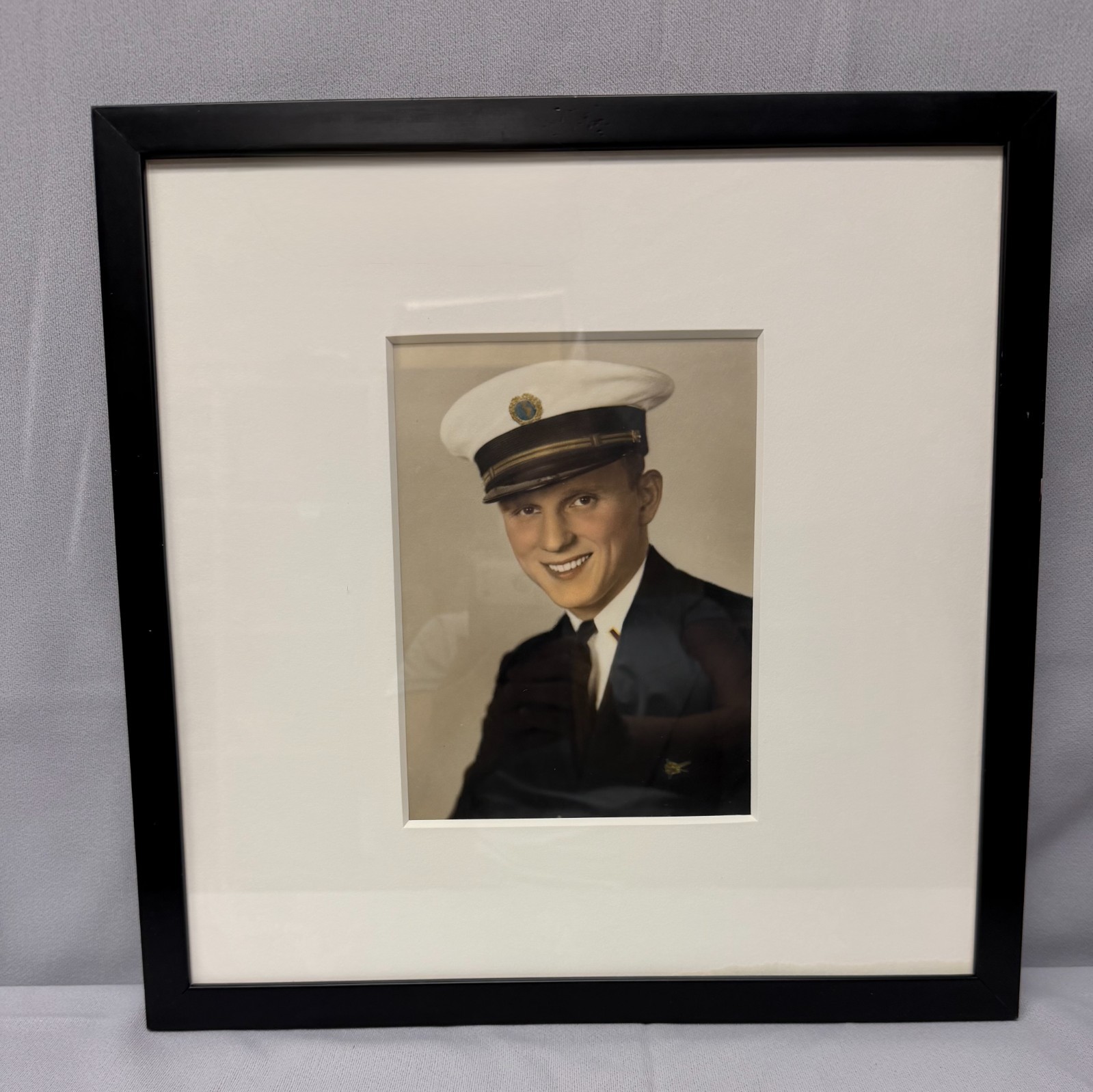 Vintage Pan American Captain Photo - Custom/Professional Frame behind Glass