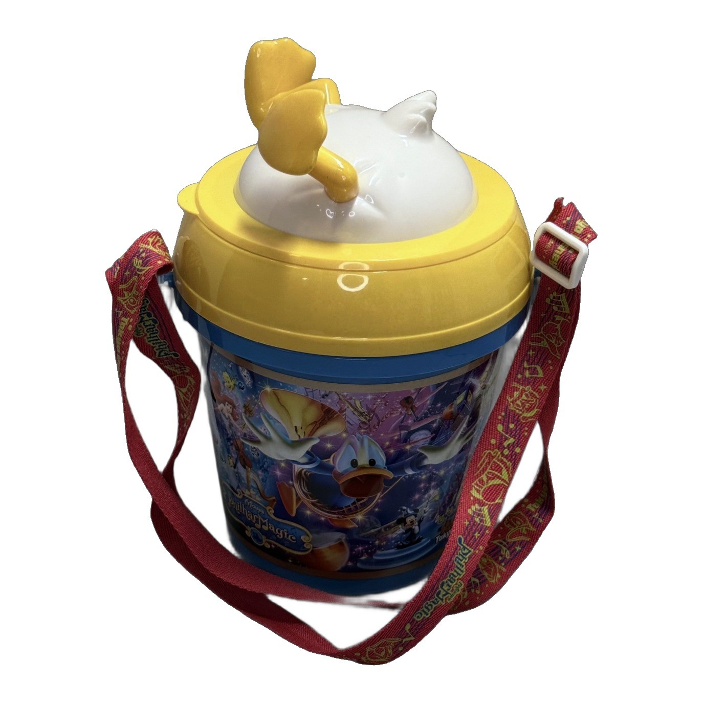 Tokyo Disneyland Popcorn Bucket Donald Duck Mickeys PhilharMagic 2L Strap
