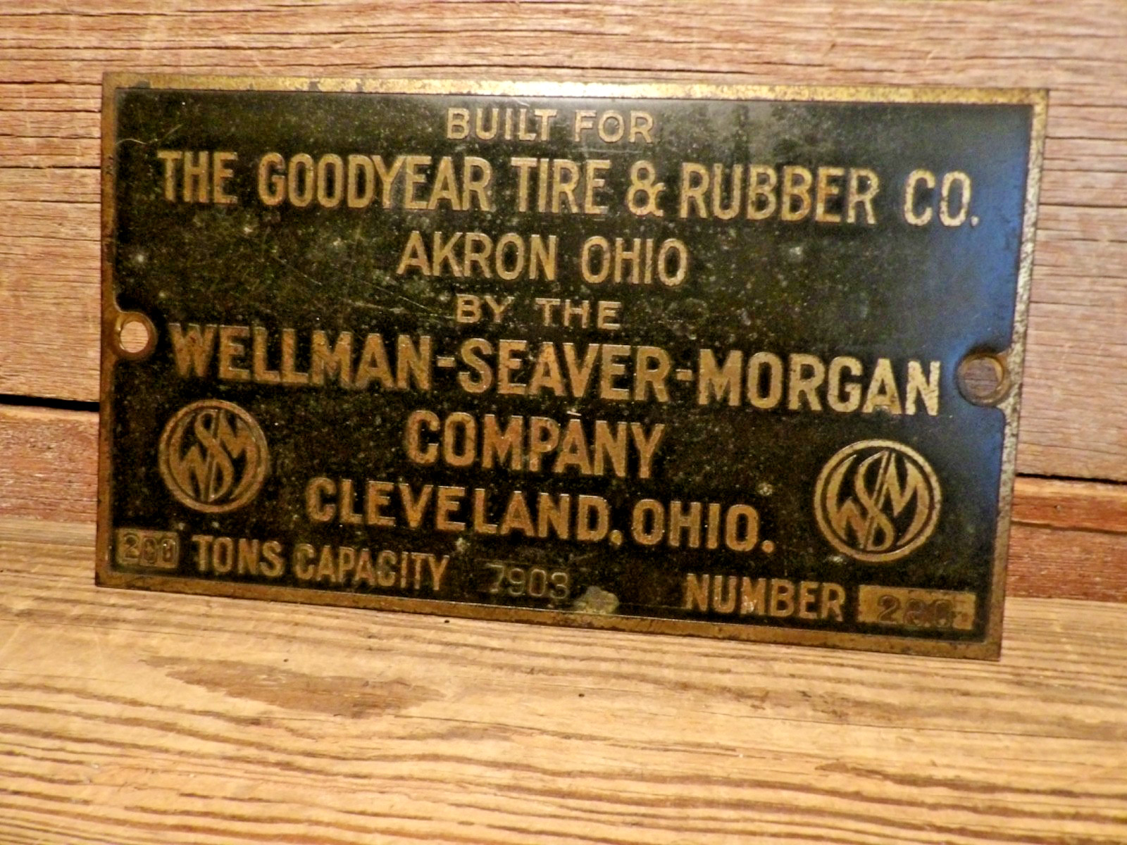 Vintage RARE 1940-50s THE GOODYEAR TIRE & RUBBER CO. Akron Ohio Brass Plate
