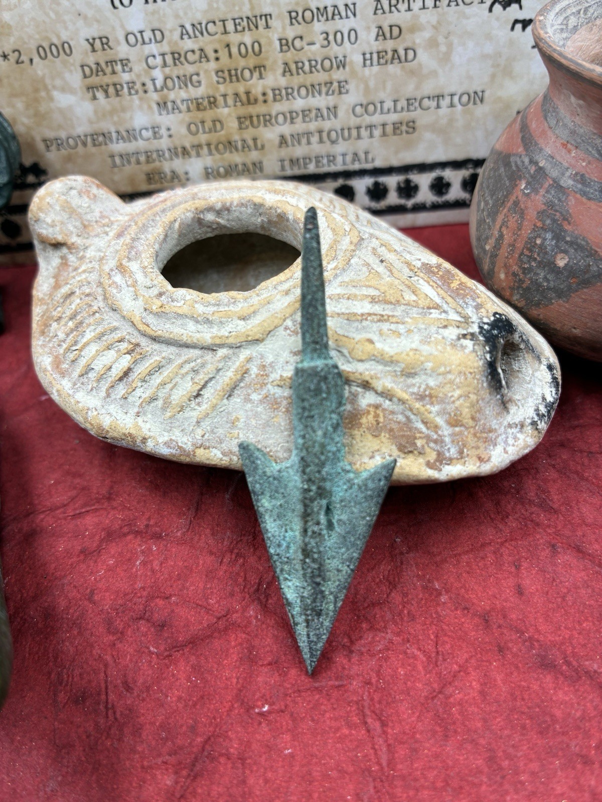 2,000 YR OLD ANCIENT ROMAN BARBED LONG SHOT BRONZE ARROWHEAD
