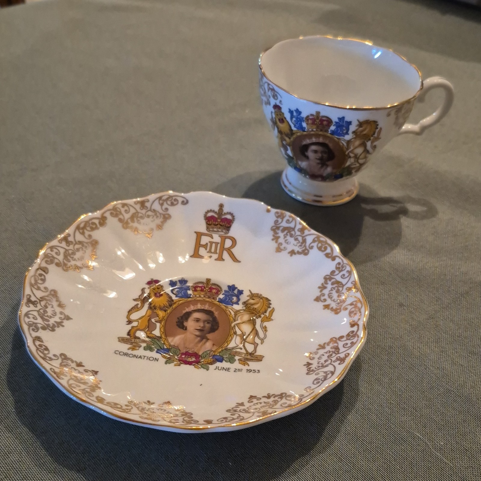 Queen Elizabeth II Coronation June 2 1953 Porcelain Cup & Saucer 2-Piece