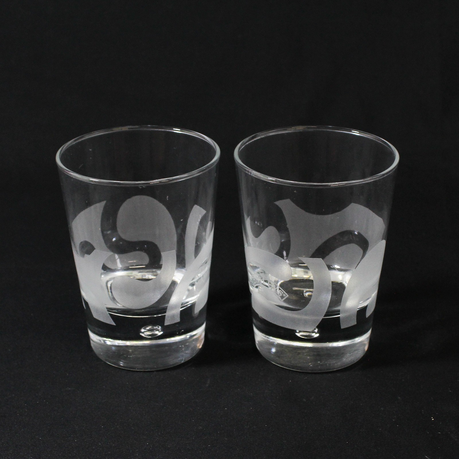 Set Of 2 Baileys Irish Cream Etched Logo Bubble Base Cocktail Glasses 8oz