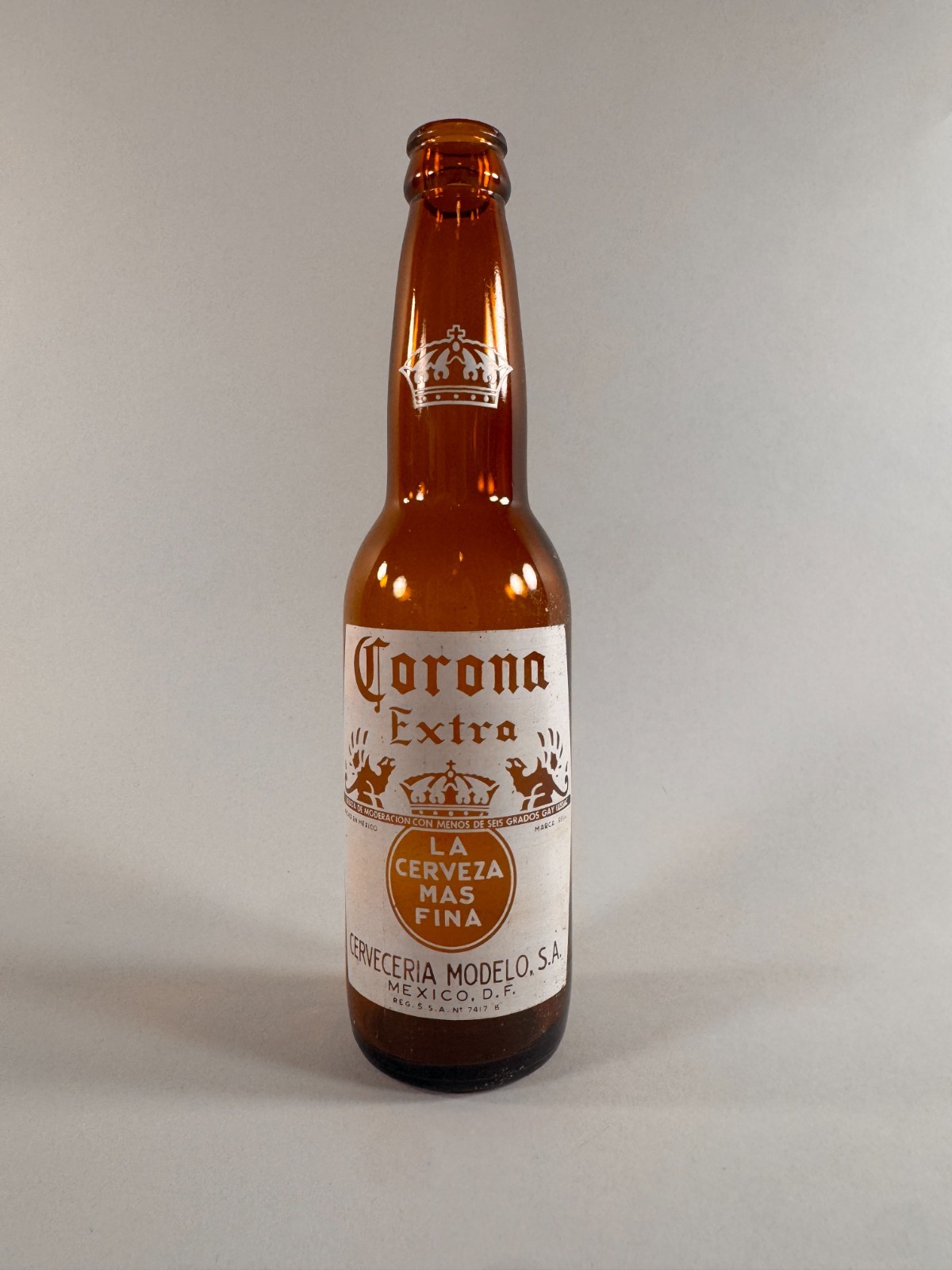 VTG Corona Extra Beer Bottle Mexico 1960s 1970s Pre-Export Label Cervecería RARE