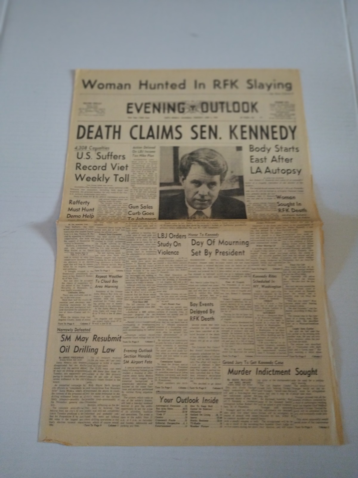 Evening Outlook, June 6, 1968, Robert Kennedy Killed