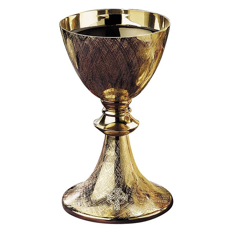 Unique Silver plated Brass Celtic Cross Chalice With Paten Religious Collection Unique Silver plated Brass Celtic Cross Chalice With Paten Religious Collection