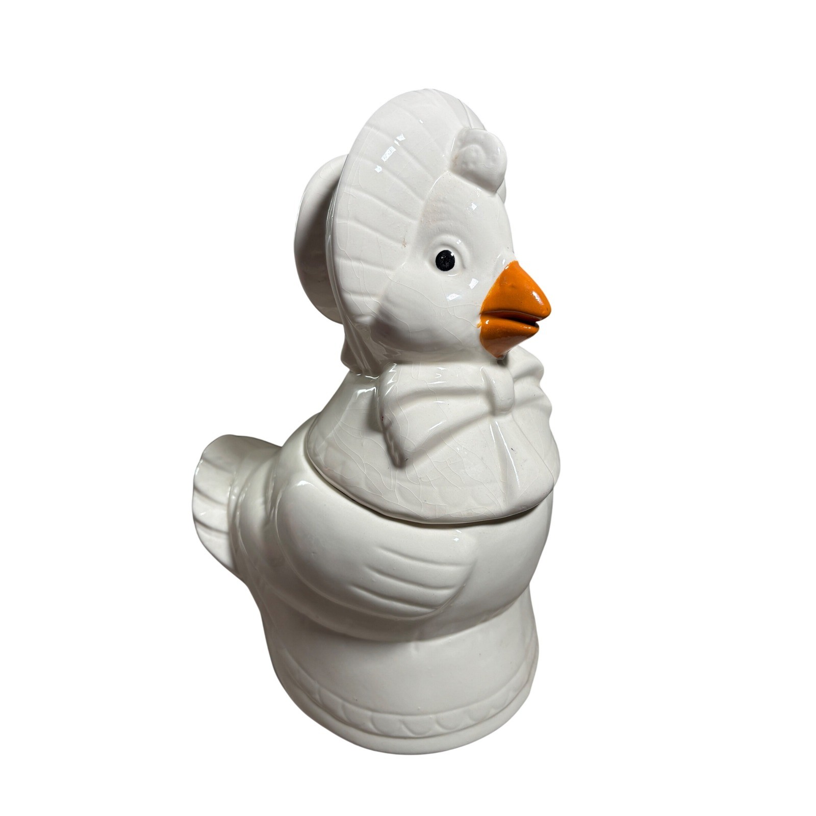 Vintage Mother Goose Ceramic Cookie Jar Chick Farmhouse Hen Cottagecore Grandma