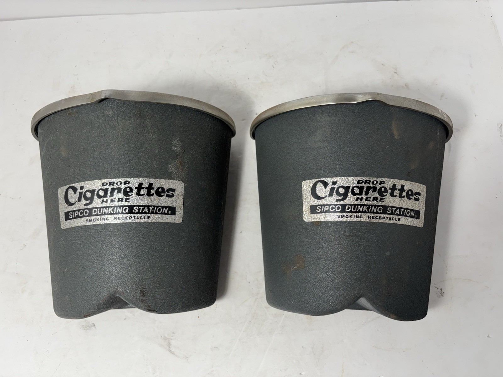 Set of 2- Vintage SIPCO Dunking Station Smoking Receptacle Model 4-J DuoTone