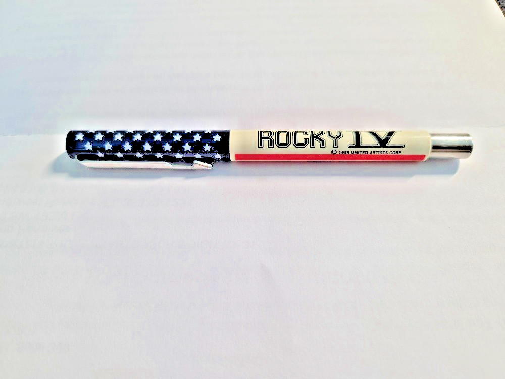 Vintage 1984 Parker Rocky IV Movie Roller Ball Pen USA Flag Pen