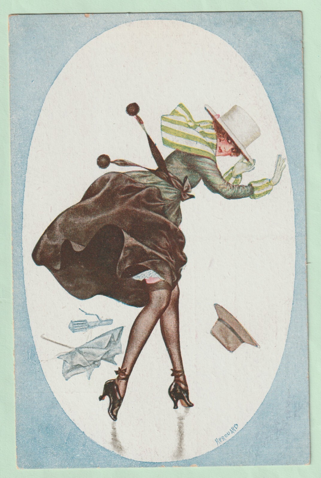 Original French Cheri Herouard artist signed risque postcard 1910\'s oct #1014