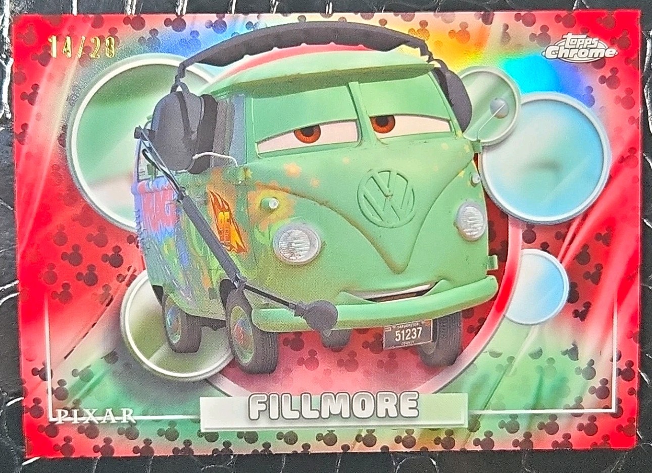Topps Topps Chrome Pixar Cars 2026 Fillmore Red Mickey Parallel #25 14/28
