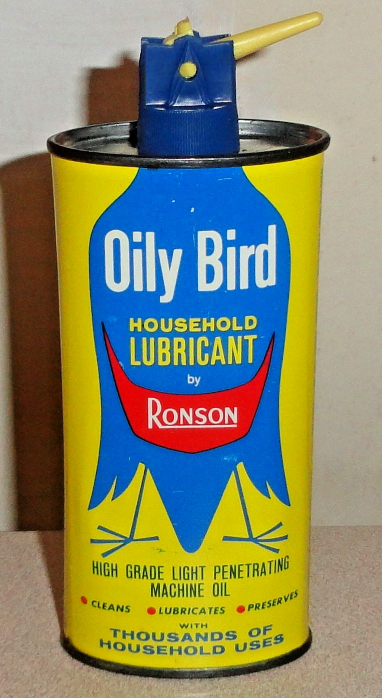 Rare Canada NOS Old Oval RONSON 4 Oz OILY BIRD Household Oil Can - Vintage Oiler