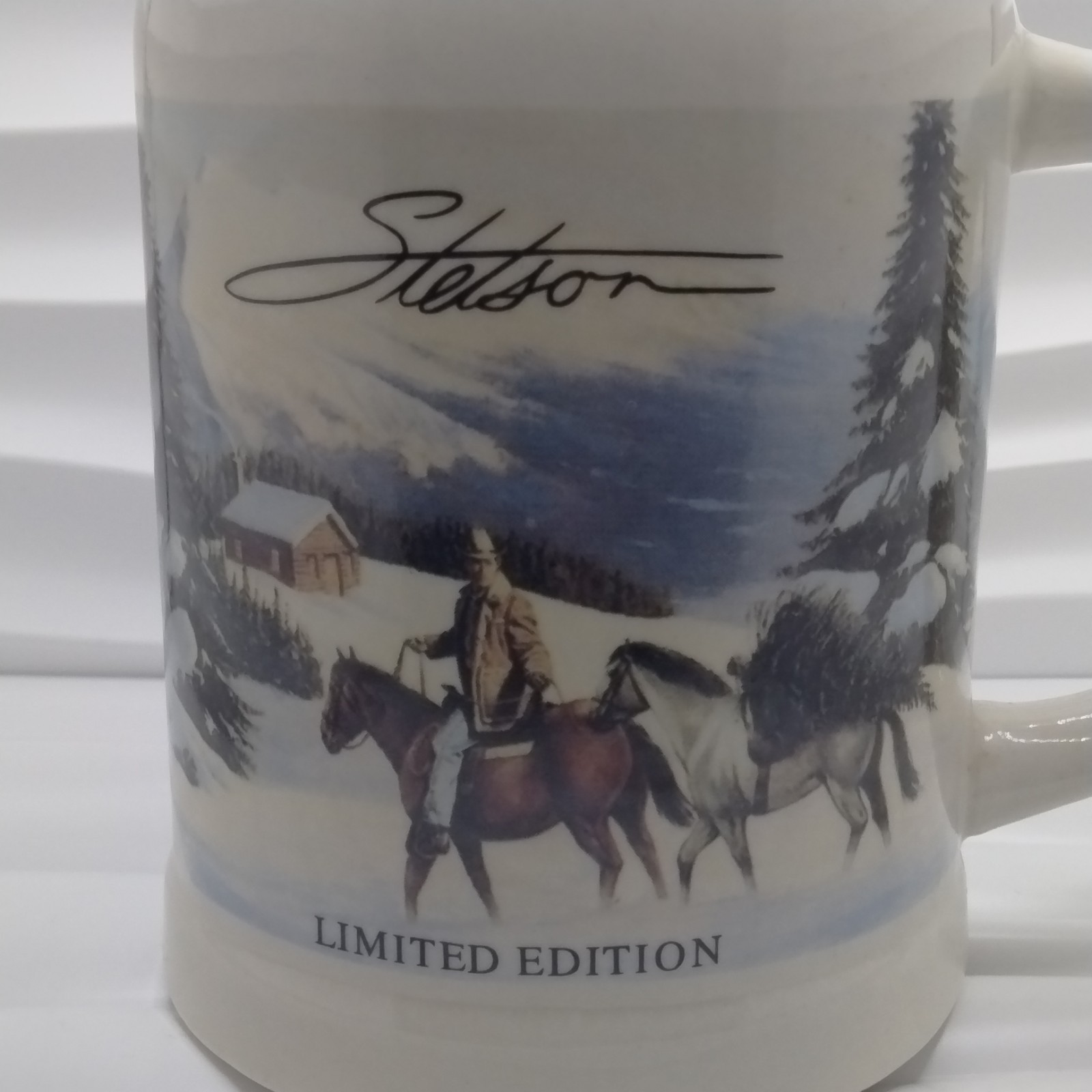 Stetson Limited Edition Collectible Mug Stein Horses Cowboy Scene 20 Ounces