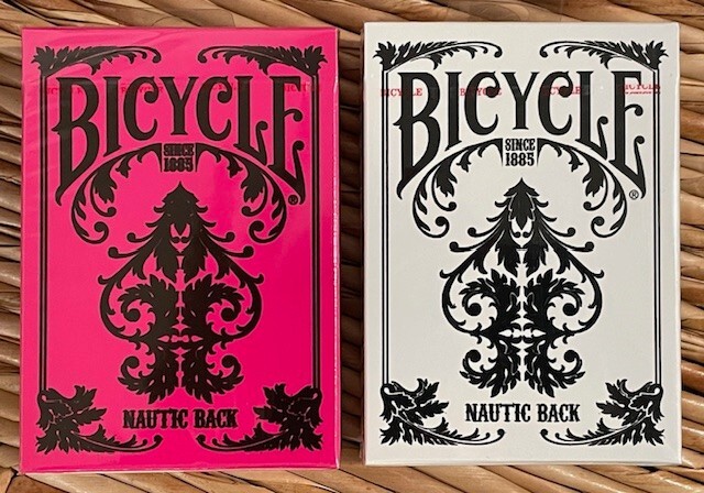 Bicycle Nautic Back (pink and white) playing cards (2 decks)