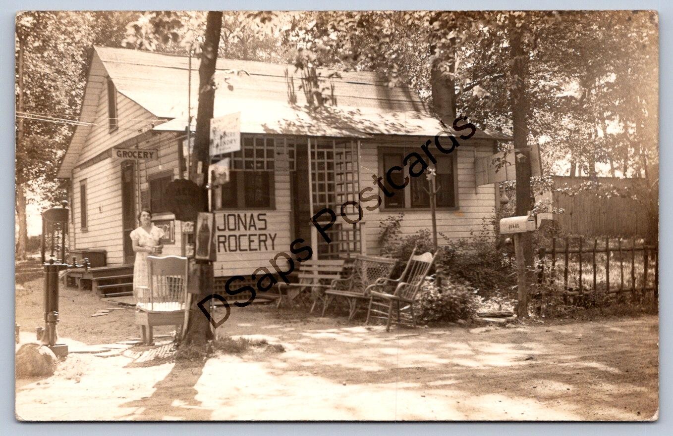 K59/ Warsaw Indiana RPPC Postcard c1930 Jonas Grocery Winona Lake 469