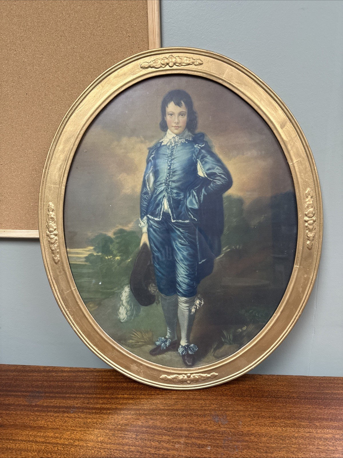 Large Blue Boy & Pinkie Portraits Oval Frames 22.5x18.5
