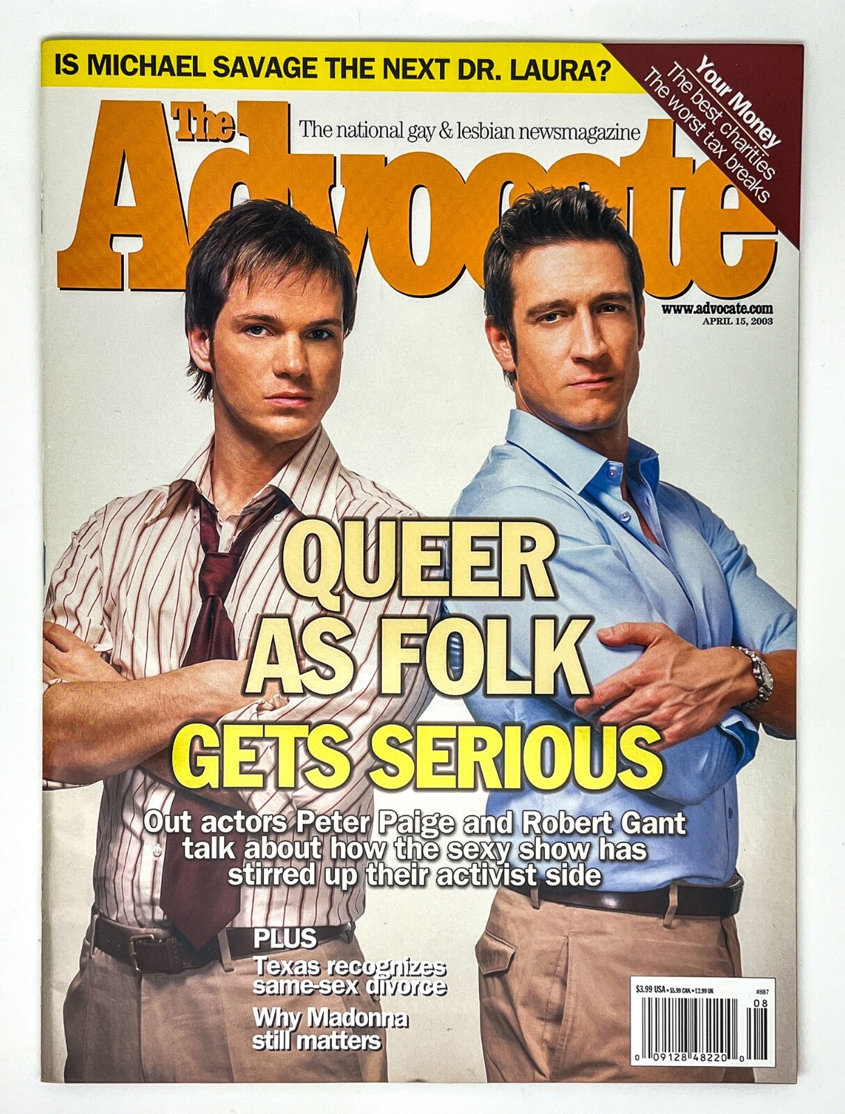 THE ADVOCATE GAY & LESBIAN MAGAZINE - QUEER AS FOLK - PETER PAIGE & ROBERT GANT