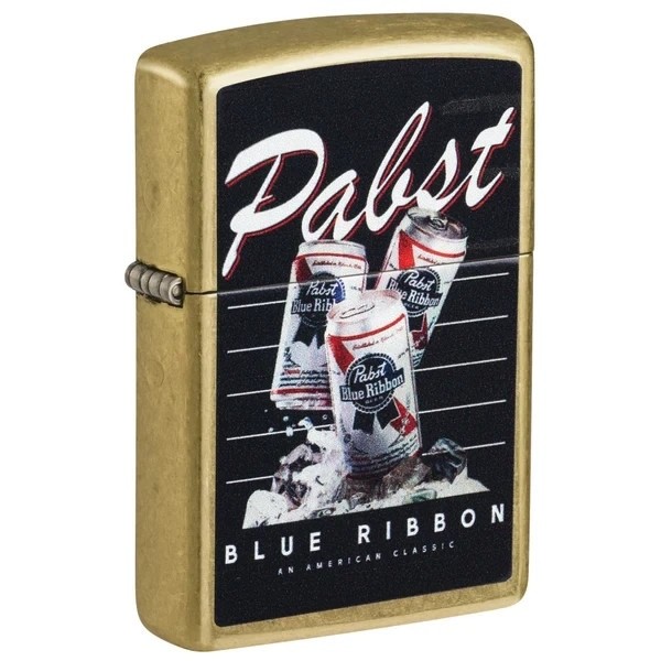 Zippo Windproof Street Brass Pabst Blue Ribbon Lighter, 47409 New In Box