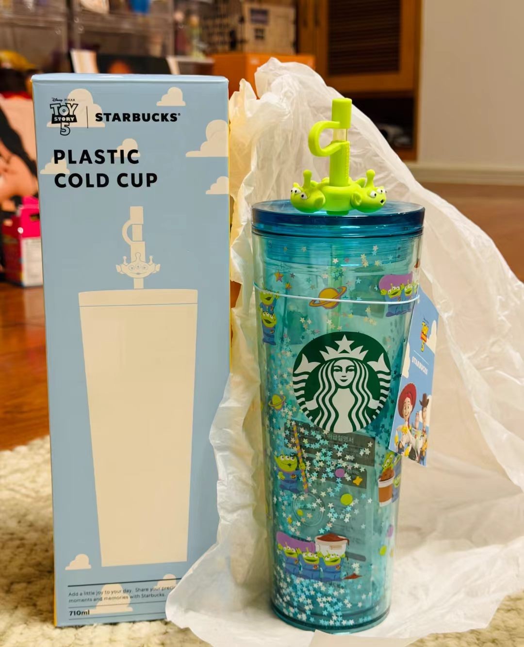 NEW Starbucks Korea Toy Story 5 Alien Little Green Men Plastic Cold Cup 710ml