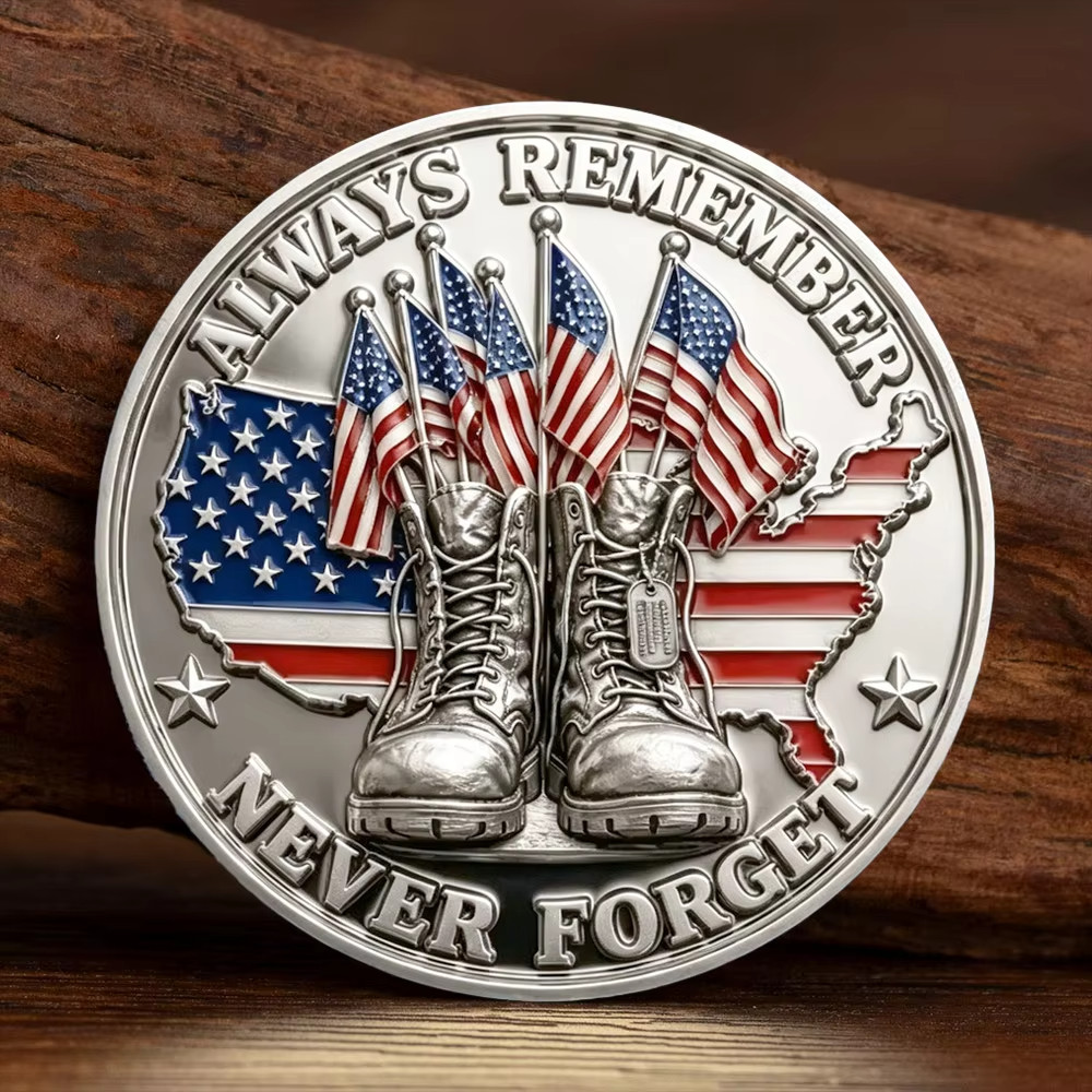 Always Remember Never Forget Veteran Memorial Challenge Coin Military Tribute