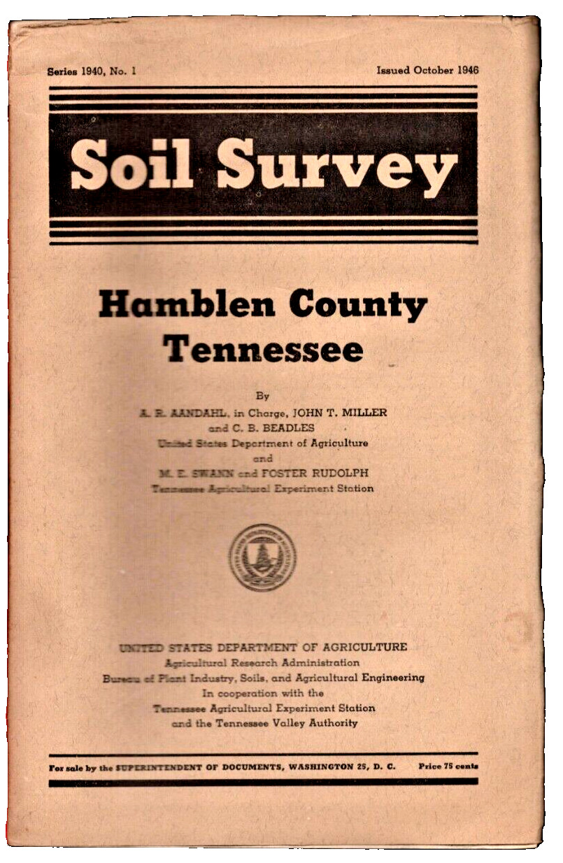 Hamblem County Tennessee Soil Survey 1946 USDA Tables Photos Maps