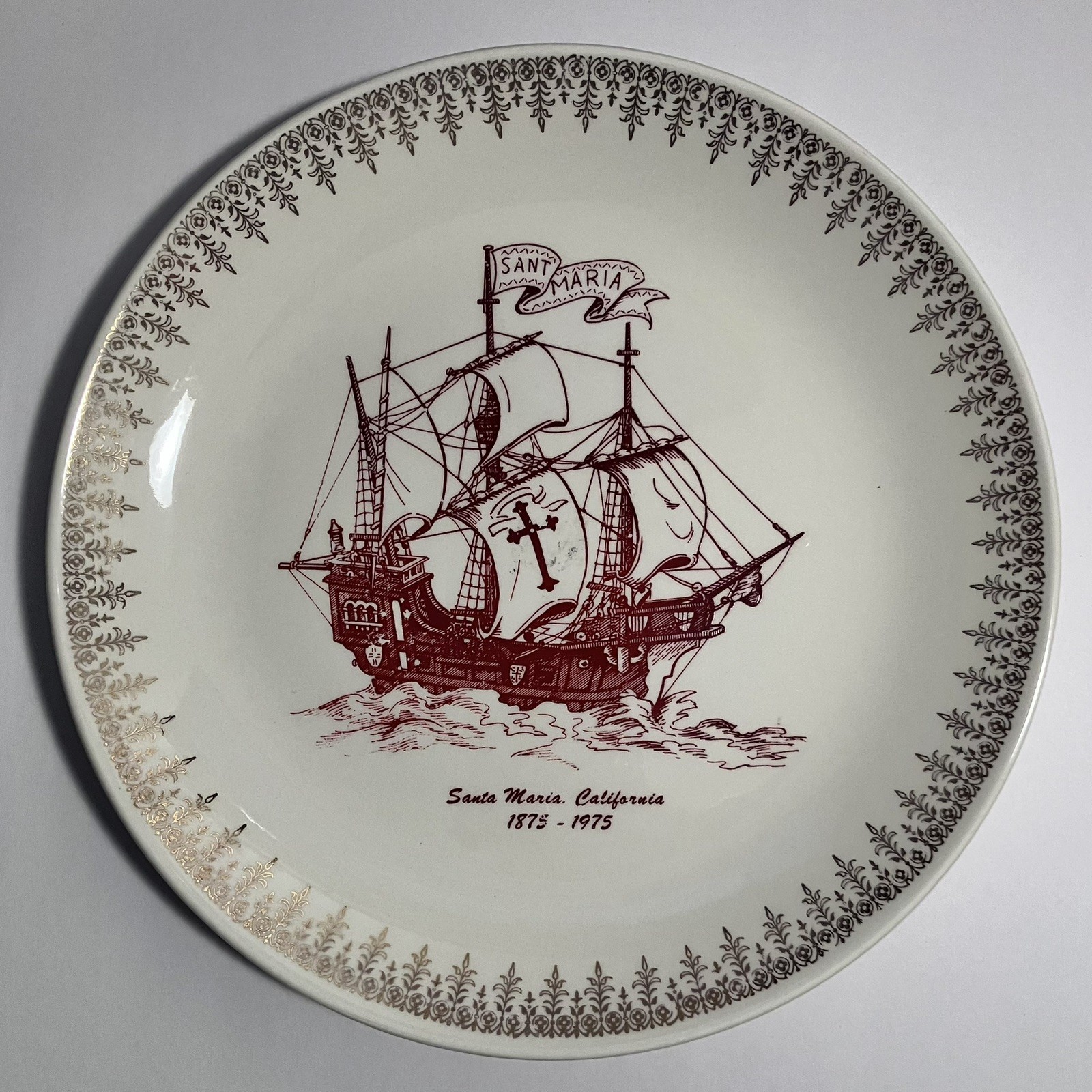 SANTA MARIA California COMMEMORATIVE PLATE / 100th Anniversary TOWN FORMATION