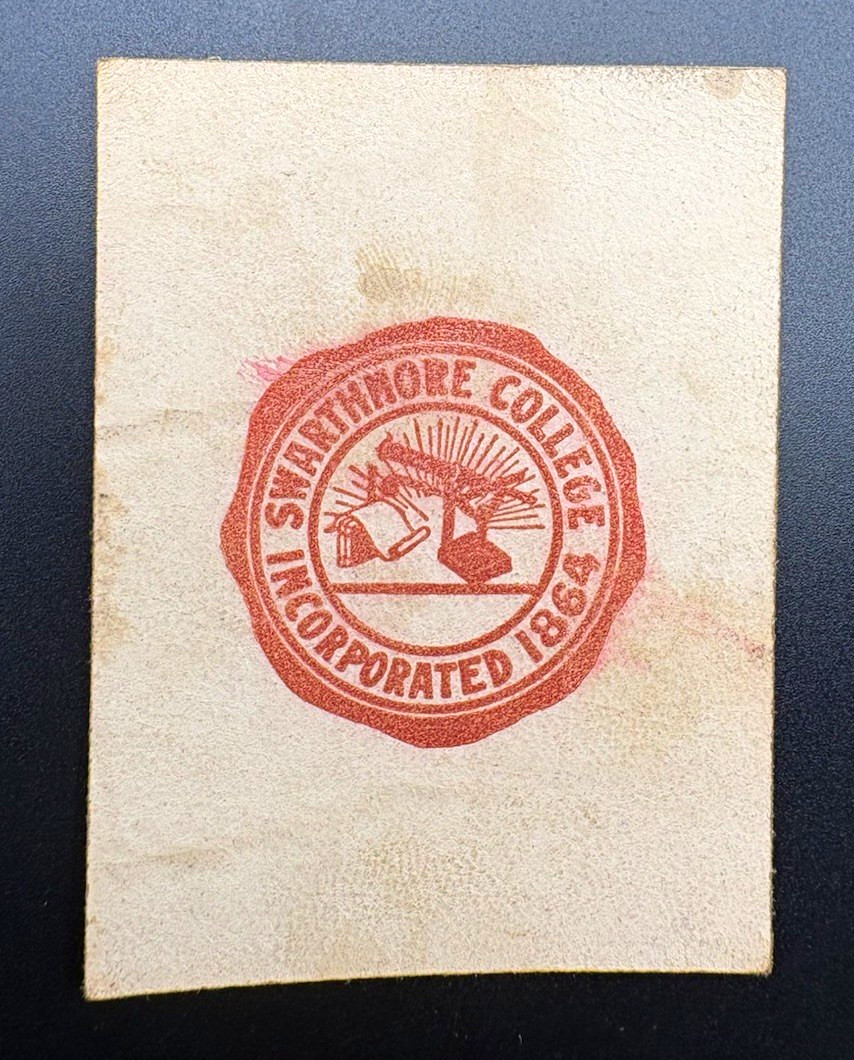 c1910 Swarthmore College Tobacco Leather Cigarette Premium Antique Pennsylvania
