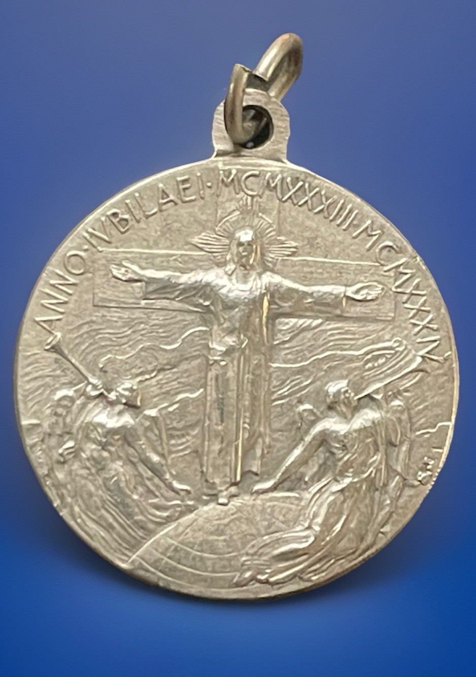 Vintage 1934 Salvator Mundi Savior Of The World Crucifixion, Pope Pius XI Medal